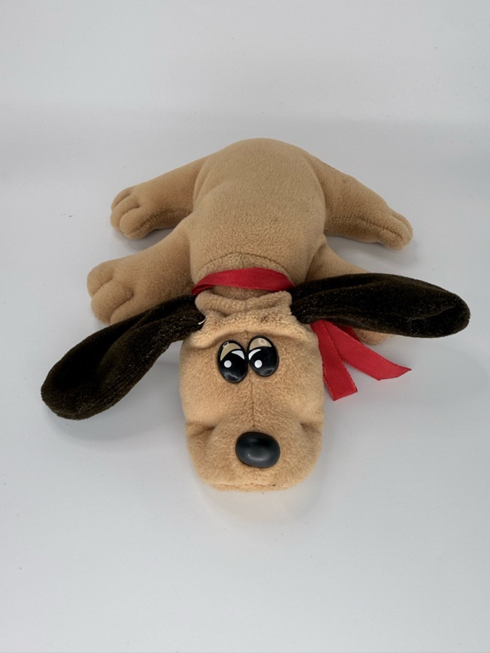 Vintage 1985 Tonka Pound Puppies Newborn Tan Brown Plush Puppy Red Collar